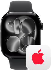 Apple Watch next to AppleCare+ logo